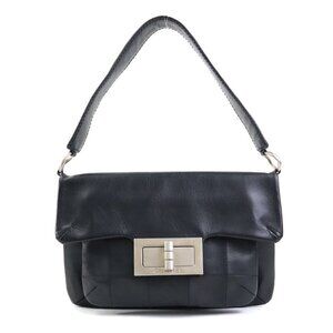 CHANEL Black Leather Shoulder Bag